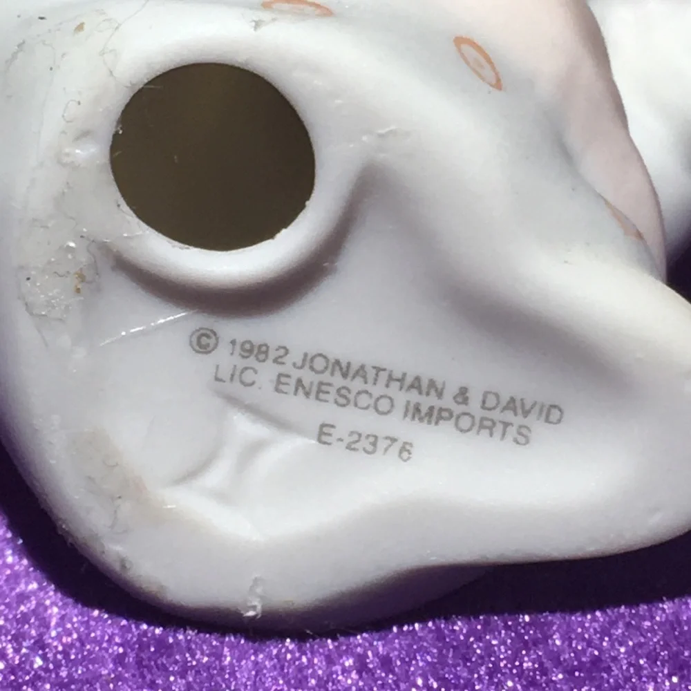 1982 Precious Moments dropping over for Christmas Ceramic Ornament